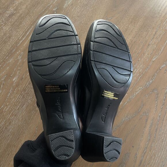 Clarks Bendables Slip On Mule Clog Womens Size 11 Black Leather Mirabelle Buckle - Picture 6 of 10